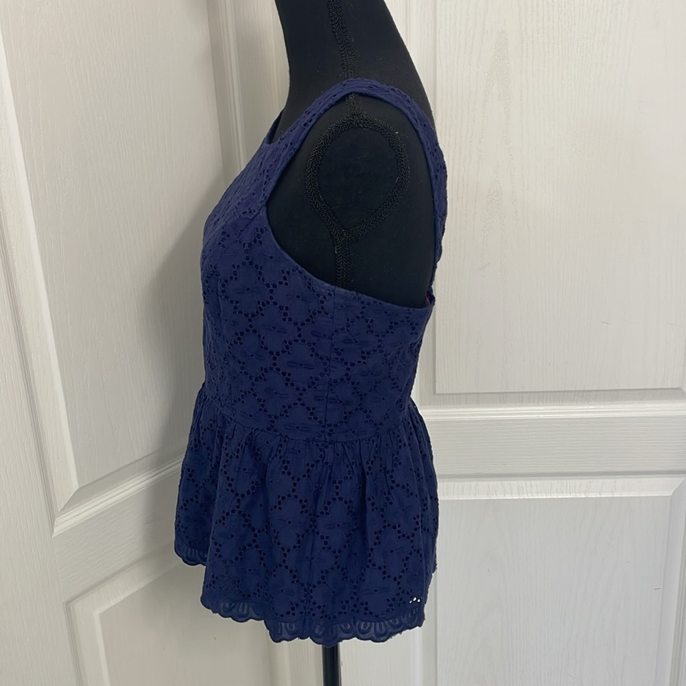 Lilly Pulitzer navy openwork broderie peplum top size 6 party evening S - Picture 5 of 9